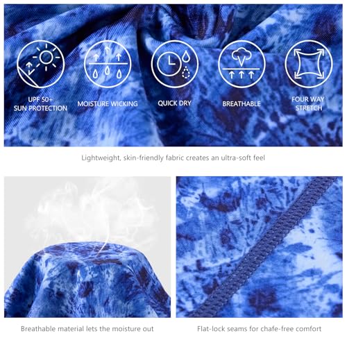 BASSDASH UPF 50+ UV Sun Protection Neck Gaiter Fishing Mask Hunting Kayaking Hiking Cycling Ski Sports - color: Blue Tie-dye