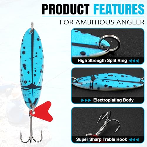 Fishing Lures Casting Spoon Lure, 5pcs Hard Metal Spoon Fishing Lures for Trout Bass Crappie Pike Walleye Saltwater Freshwater Fishing Gear 3/16oz-2oz - color: Painted-B, size: 3/16oz(5g)