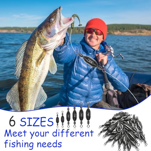Fishing Weights Swivel Bullet Sinkers Brass Fishing Weights Saltwater Freshwater Bass Sinker Weight with Swivel Rolling 1/4oz, 1/8oz, 1/16oz，1/32oz, 3/8oz, 1/2oz - style: 1/4oz-10pcs