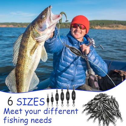 Fishing Weights Swivel Bullet Sinkers Brass Fishing Weights Saltwater Freshwater Bass Sinker Weight with Swivel Rolling 1/4oz, 1/8oz, 1/16oz，1/32oz, 3/8oz, 1/2oz - style: 1/2oz-10pcs