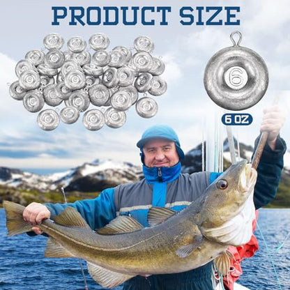 24 Pieces Fishing Disc Sinkers Weights Disc Sinker Fishing Sinkers Weights for Saltwater Catfishing Trolling Surf Tackle - size: 6 oz