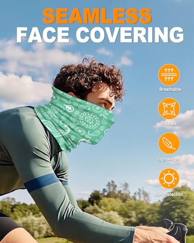 4Pack Neck Gaiter for Men Women Face Cover Mask Head Wrap Balaclava Headwear Bandana Headband Magic Scarf - color: A-color Paisley