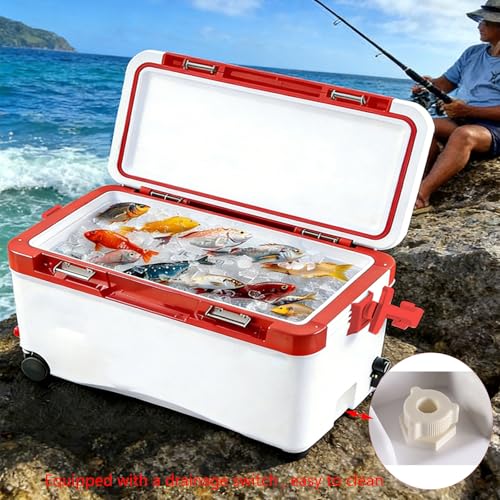 38QT Multifunctional Fishing Cooler Box with Retractable Legs, Insulated Ice Chest for Fishing Camping Outdoor