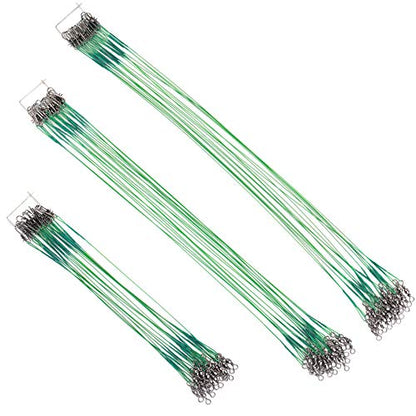 60PCS Fishing Wire Leader, Steel Fishing Leaders with Swivels and Snap, Nylon-Coated Fishing Leader for Connect Fishing Tackle Lures or Hooks, 7.5, 11.7, 12.9 Inch