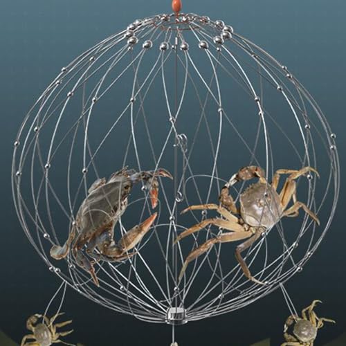 Soft Fishing Net Automatic Opening Closing Soft Steel Wire Multi-Functional | Fishing Accessories Fishing Net Multi-functional for Crabbing Lobster Crayfish Outdoor Inland Saltwater Lake River Mar - size: Diameter 52cm