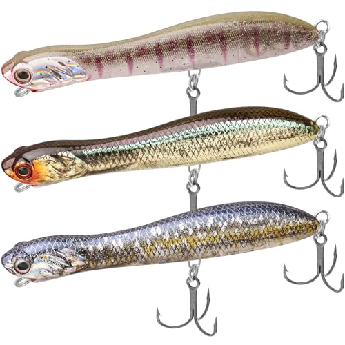 TRUSCEND Popobait Easy Catch Fishing Lures with BKK Hooks, Instant Startup, Longer Cast, Balanced Spray/Sound/Swim, Plopper Topwater Lures for Bass, Trout, Pike, Walleye, Freshwater Saltwater Fishing - color: E1-4.2",0.5oz