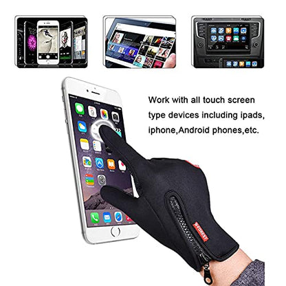 FOXLVDA Winter Warm Gloves for Men and Women, with Windproof and Waterproof Features, Sensitive Touch Screen Texting Fingers for Work, Cycling, Driving - size: Small