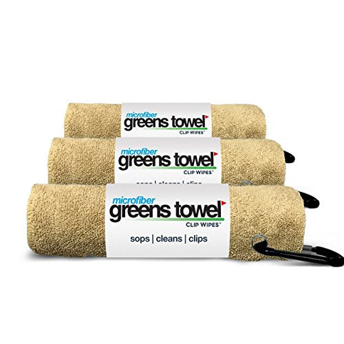 Desert Sand 3 Pack Golf Towel Set for Golf Bags with Clip, Plush Microfiber Nap Fabric, 16x16, The Original - color: Desert Sand