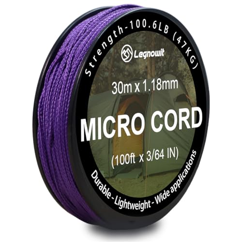Micro Paracord, 1.18mm x 100ft Thin Mini Utility Braided Small Paracord for Crafting, DIY Project, Camping and More - color: Purple, size: 100ft (1 Pack)