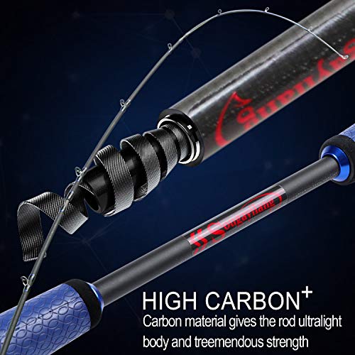 Sougayilang Speed Bass Fishing Rods, Porable Light Weight High Carbon 4 Pc Blanks for Travel Freshwater Fishing-Spinning & Casting