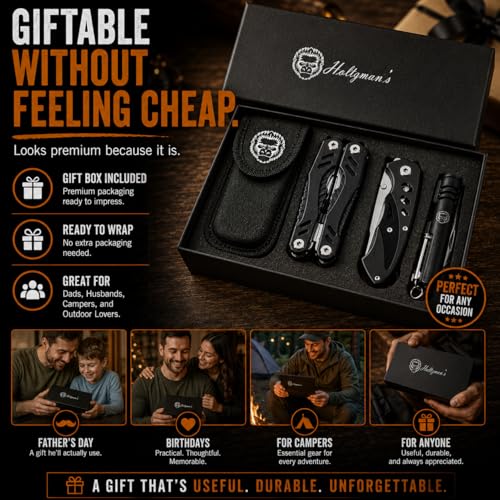 Multi Tool Knife Gift Set for Men - Pocket EDC Multitool with Folding Knife, Pliers, Screwdrivers & Bit Kit - Camping, Fishing & Everyday Carry Tool Gift for Dad, Husband & Outdoorsmen - style: Black 4 Piece