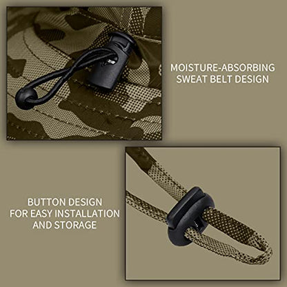 Sun Blocker Hats Outdoor Sun Protection Fishing Cap with Neck Flap Large Brim Outdoor Hat - color: Khaki Camo