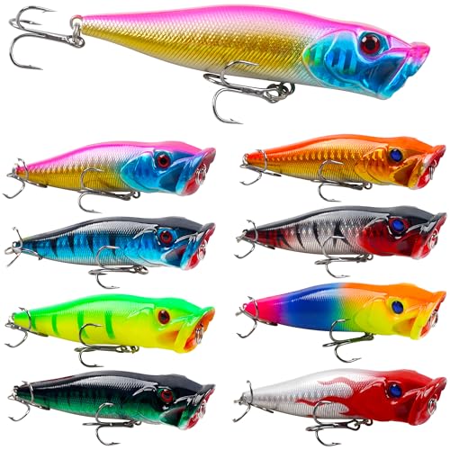 8PCS Fishing Lures Popper Lures Shadllow Deep Diving Swimbait Crankbait Fish Wobble Hard Fishing Baits for Bass Trout Freshwater and Saltwater Fish Tackles 3.54inch/4.0inch - color: 3.54inch - 8pcs