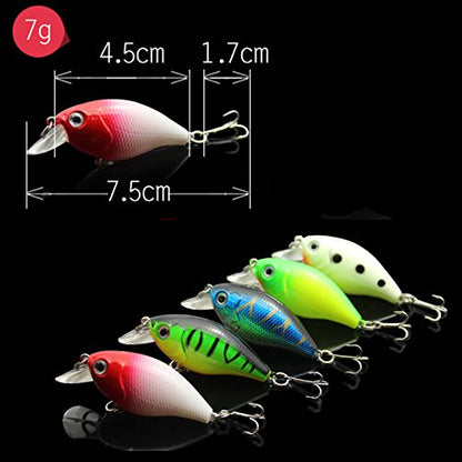 5 Colors Minnow CrankBaits Fishing Lures, Small Fat Simulation Bait Fishing Gear, Topwater Floating Lure, Life-Like Swimming Swimbait (2.95 inches)