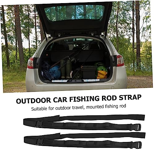 2Pcs Vehicle Mounted Fishing Rod Holder Strap Portable Car Fishing Pole Carrier Durable Fixing Band for Easy Installation and Storage of Up to Rods