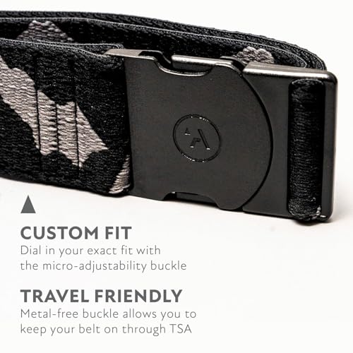 Arcade The Original Unisex Adventure Belt, Heavy Duty Elastic Webbing, Non-Metal Travel Friendly Buckle - color: Ranger Peaks Camo - Grey, size: Standard (Up to 40"); 1.5" Wide