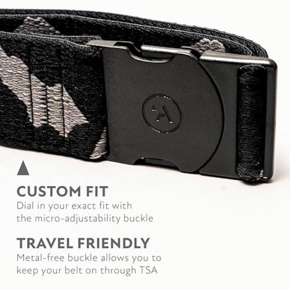 Arcade The Original Unisex Adventure Belt, Heavy Duty Elastic Webbing, Non-Metal Travel Friendly Buckle - color: Ranger Peaks Camo - Grey, size: Standard (Up to 40"); 1.5" Wide