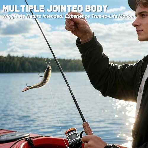 Swim baits Fishing Lures for Freshwater, Fableblis Mixed Top Water Bass Lures, Multi Jointed Swimbaits & Artificial Whopping Plopping Baits for Trout Catfish Crappie Muskie