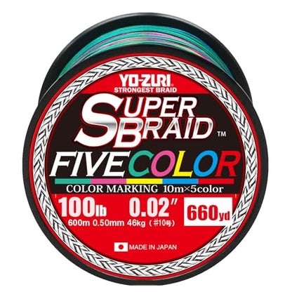 Yo-Zuri Superbraid 660 yd Floating Braid, 5-Color, 100 lb