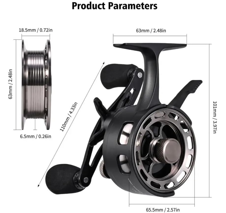 Pack of 1 Inline Fishing Reel Large Spool Diameter Inline Freespool Reel Wear Resistant 3 + 1 BB Ice Fishing Gear for Sea Lake Pond Metal