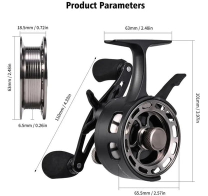 Pack of 1 Inline Fishing Reel Large Spool Diameter Inline Freespool Reel Wear Resistant 3 + 1 BB Ice Fishing Gear for Sea Lake Pond Metal