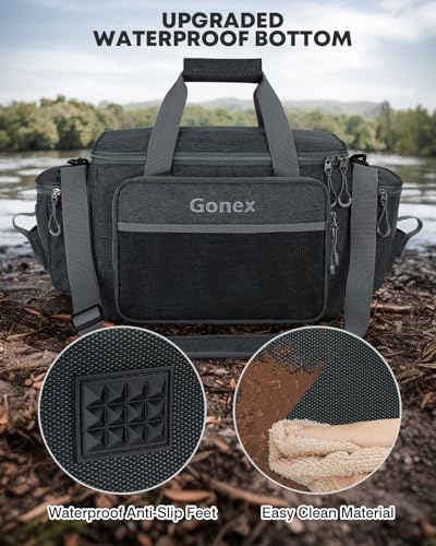 Gonex Fishing Tackle Bags for Saltwater & Freshwater, Fishing Gear Storage Bag with Water Resistant Bottom Suitable for 3600 3700 Size Tackle Box