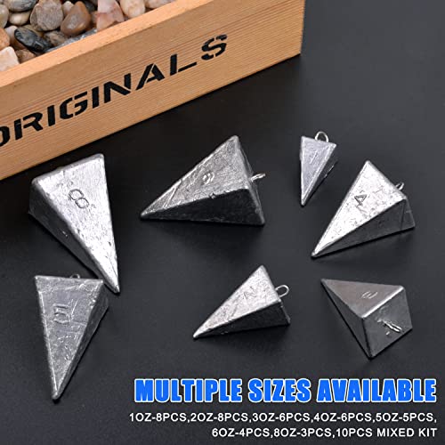 Pyramid Sinkers Fishing Weights Sinkers Saltwater Surf Fishing Weights Pyramid Weights Ocean Saltwater Fishing Gear Tackle 1oz 2oz 3oz 4oz 5oz 6oz 8oz - style: 5 Ounce, 5 Pack