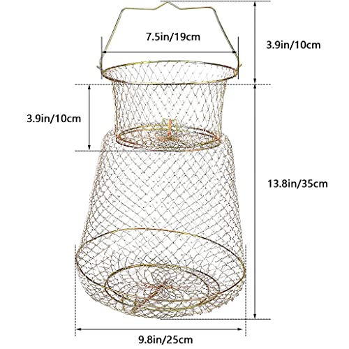 Steel Wire Galvanized Collapsible Crab Fisher's Basket, Metal Rustproof Portable Fishing Basket Cage - color: Fish Basket 10inches