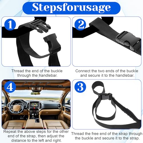 Heavy Duty Fishing Pole Storage Straps, Fishing Pole Holder Roof Rack Inside, Vehicle Fishing Rod Holder for Truck Car, SUV, Adjustable 43-61 Inch, 5 Rod Capacity