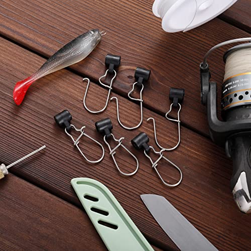 Sumind 50 Pieces Fishing Line Sinker Slides with Duo Lock Fishing Clips with Hooked Sinker Line Connector Tackle - color: Black, size: 4.3 cm/1.69 inch