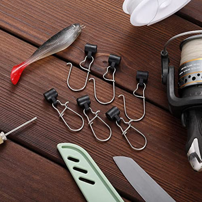 Sumind 50 Pieces Fishing Line Sinker Slides with Duo Lock Fishing Clips with Hooked Sinker Line Connector Tackle - color: Black, size: 4.3 cm/1.69 inch