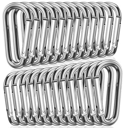 STURME 2" Aluminum D Ring Carabiners Clip D Shape Spring Loaded Gate Small Keychain Carabiner Clip Set Outdoor Camping Mini Lock Snap Hooks Spring Link Key Chain Durable Improved 24 PCS - color: Silver