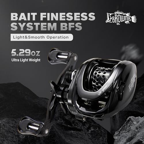 BMC100 BFS Reel 5.29oz Ultralight Baitcaster Reels with Drag Clicker 8.1:1 High Speed 11LB Drag Power 11+1BB Baitcasting Reel Super Smooth Bait Finesse System Carbon Fishing Reel Low Profile