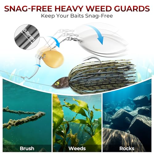 MadBite by KastKing Spinnerbait Fishing Lures, Bass Trout Salmon Walleye Stainless Steel Spinner Baits Kit, Saltwater Freshwater, 4 pcs - color: Muddy Water - Colorado & Willow, size: 3/8oz