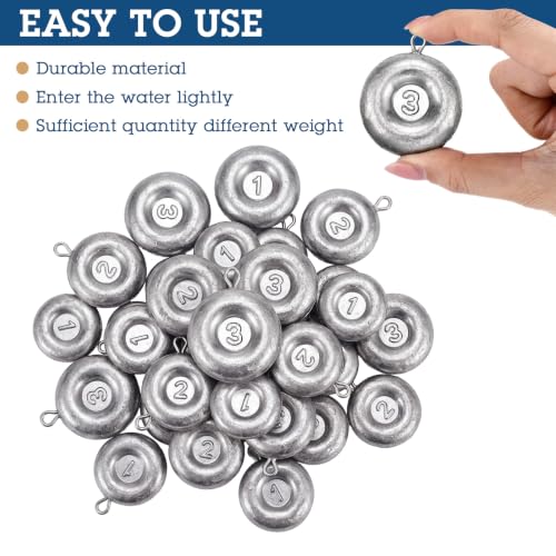 Shimeyao 18 Pieces Disc Sinkers Fishing Weights No Roll Disc Fishing Sinkers Weights for Saltwater Trolling Surf Tackle - size: 1 2 3oz