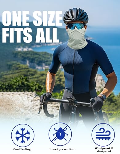 JHYWELL Cooling Neck Gaiter Face Mask, UV Protection Masks Gator, Windproof Bandana for Skiing, Fishing, Hiking, Cycling - color: Light Grey