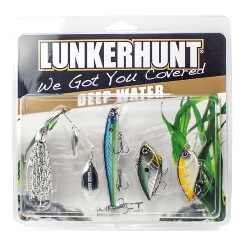 LUNKERHUNT Deep Diving Crankbaits – 4-Pack | Premium Hard Bait Fishing Lures for Bass, Walleye & Saltwater | Ideal for Deep Water Action - color: 4-Pack Deep Water