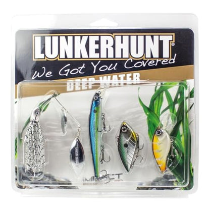LUNKERHUNT Deep Diving Crankbaits – 4-Pack | Premium Hard Bait Fishing Lures for Bass, Walleye & Saltwater | Ideal for Deep Water Action - color: 4-Pack Deep Water