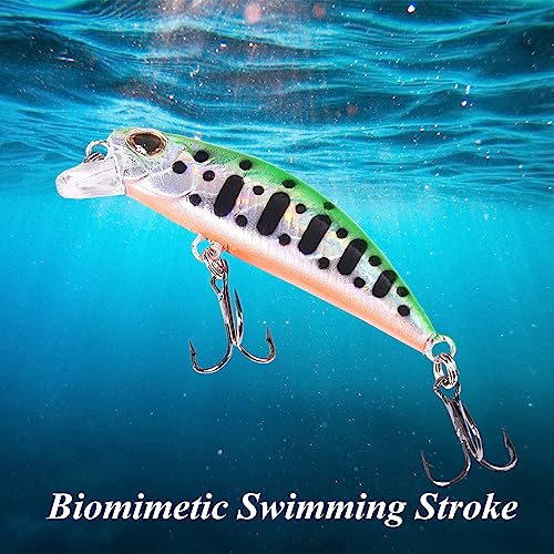 Jerk Baits for Bass Fishing, Jerkbait Fishing Lures, Minnow Lures Jerk Bait for Freshwater/Saltwater Fishing Lures for Trout Pike, 5pcs/10pcs with Box - color: B:2.36in/0.19oz/10pcs