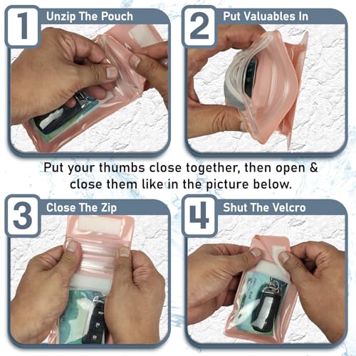 Waterproof Car Key FOB Pouch Submersible Dry Bag Holder for ID Credit Cards Cash Keys Case Swim Surf Floating Wallet - color: Pink