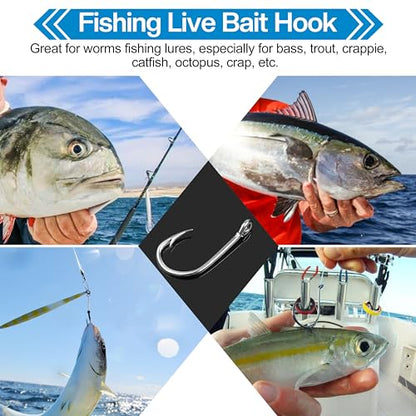 Fishing Live Bait Hooks, 40pcs Saltwater Live Bait Fish Hooks Circle Hooks for Catfish Stainless Steel Fishing Hooks Sharp Saltwater Fishing Hooks1/0-10/0 - size: 7/0 - 40pcs