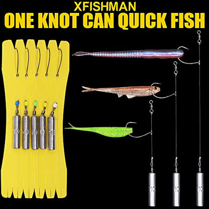 Drop Shot Rigs for Bass Fishing Ready Rig with Hooks and Sinker Weights - color: Hook Size 1-Weight 1/4 oz-Qty 5