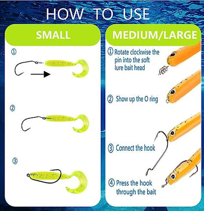 Soft Lure Spring Twist Lock, Fishing Crank Hook Centering Pin | Stainless Steel,Saltwater & Freshwater Safe, Easy To Attach & Remove, For Bass Trout Walleye, Storage Case, 15mm26mm33mm42mm - color: Nickel-C: 33*6mm 50pcs