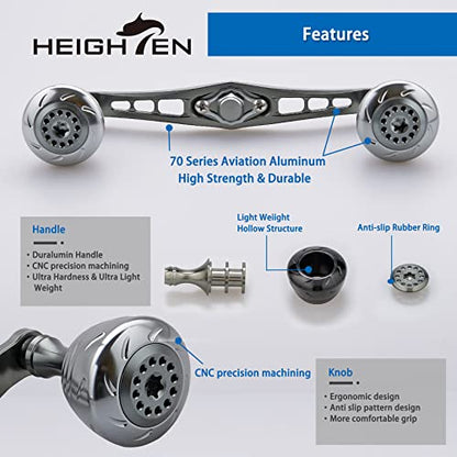 HEIGHTEN 120mm Fishing Reel Handle for Shimano Daiwa Abu Garcia Penn Kastking Lew's Baitcasting Reel Power Crank Accessory (120mm Handle 30mm Knob - All Silver) (0124) - color: 120mm Handle 30mm Knob - All Silver