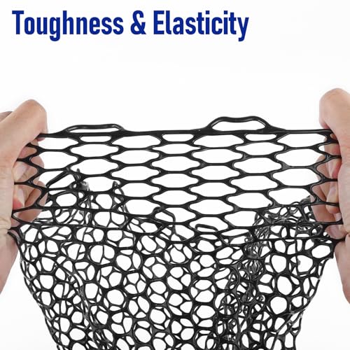 Dr.Fish Fishing Landing Net Replacement Rubber Fishing Net Without Handle Foldable Mesh Netting for Freshwater Saltwater - color: Black, size: G-70.87'' Girth(23.62'' Dia, 13.8*7.9" Depth)