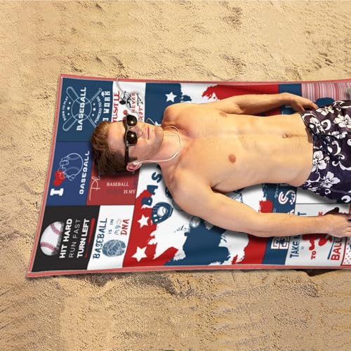 Baseball Gifts for Boys- Coach Gifts-Baseball Towel for Boys Girls 63" x 31.5" Microfiber Baseball Beach Towel for Kids Bath Pool Shower Camping Travel (Baseball Towel, 63"x 31.5") - color: Baseball Towel