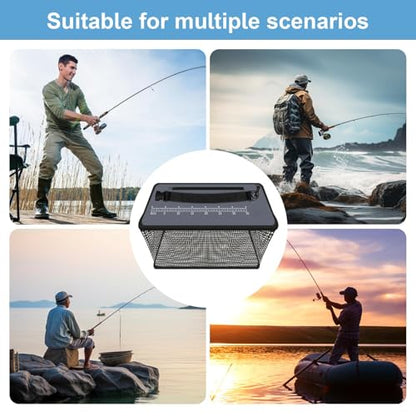 Floating Fish Basket Large Foldable Easy to Use | Fishing Net Cage for Caught Fish Keeping Minnows Shrimp Leaches Other Baits Fresh Water Saltwater