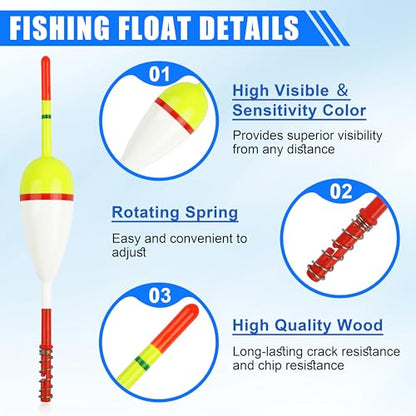 Fishing Bobbers Floats,Wood Slip Bobber Fishing Spring Oval Stick Slip Balsa Bobber for Crappie Catfish Trout Panfish Walleyes Fishing Tackle Accessories - color: 1.97in X 0.91in X 5.63in - 10pcs