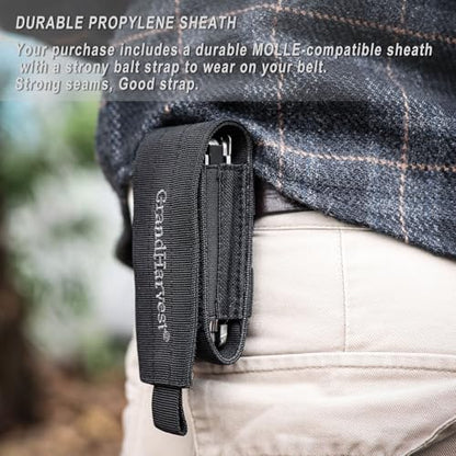 GrandHarvest Multitool, 25-in-1 Spring Loaded Pliers Multi Tool, Each Tools with Safety Lock-Stainless Steel Multi-Tool, Propylene Sheath, Survival Gear for Camping, Hiking, Multi Plier, Pocket Knife