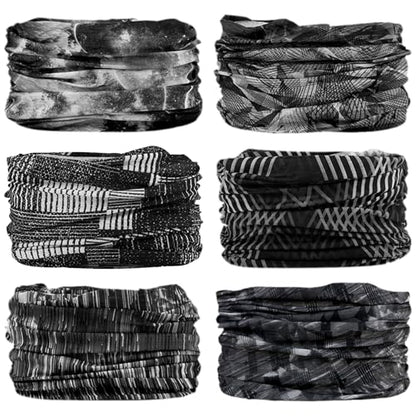 Neck Gaiter for Men Women Headwear Bandana Head Wrap Face Scarf Mask Cover Warmer Balaclava-Seamless & Versatile - color: A-6pcs-black Style 3